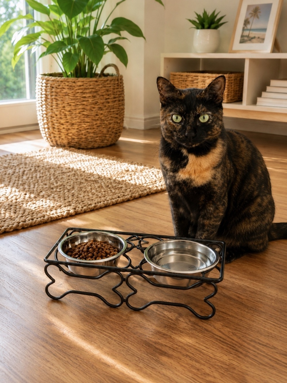 Bone-Shaped Metal food bowl holder